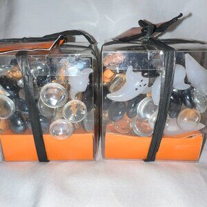 Set of 2 Pier 1 imports ghost and bat Gem Mix Halloween 18 OZ Each